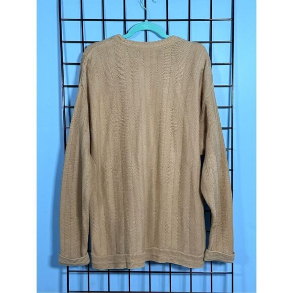 Vintage Chaps Ralph Lauren Sweater Mens L Beige Knit Eclectic Grandpa Fisherman - Picture 2 of 8